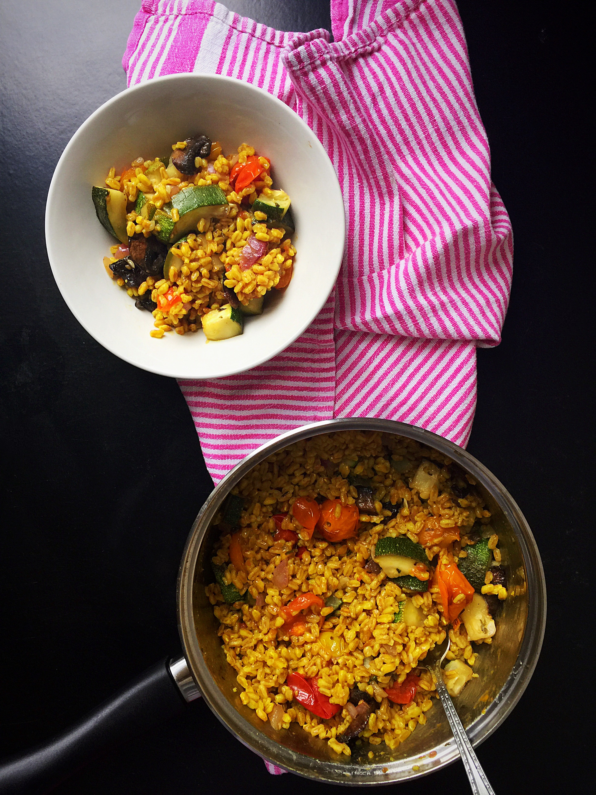 {Vegan} Farro with Roasted Summer Vegetables | Whisk and Shout